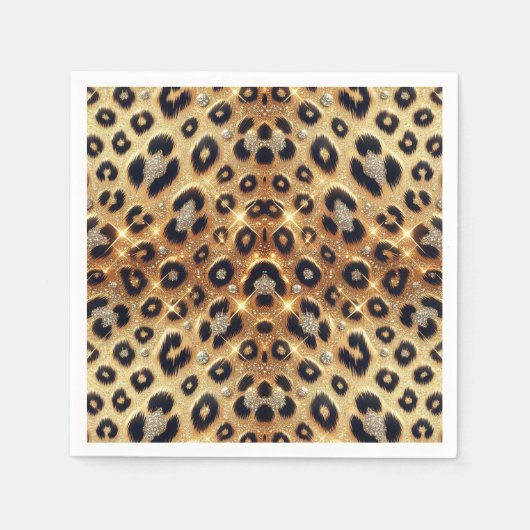 Serviette En Papier Étincelle Glam Or Léopard Noir Cheetah Imprimer (Devant)