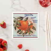 Serviette En Papier Étiquette à carter de fruits Delta Oranges (En situation)