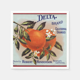 Serviette En Papier Étiquette à carter de fruits Delta Oranges