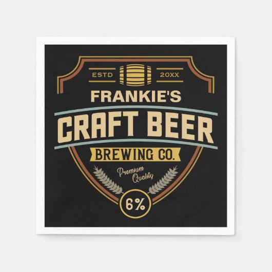 Serviette En Papier Étiquette de bière artisanal personnalisé brasseri (Devant)