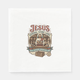 Serviette En Papier étiquette de magasin général Jésus Magasin général