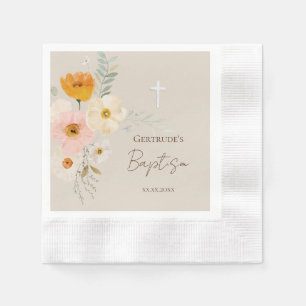 Serviette En Papier Étiquettes de faveur de bouquet délicat de baptême