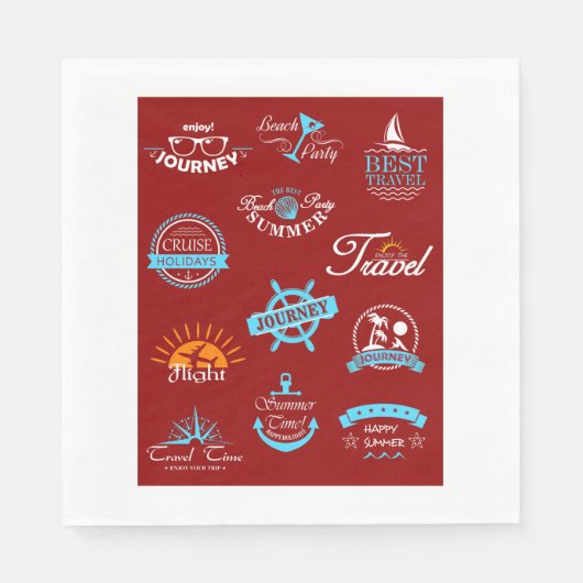 Serviette En Papier Étiquettes de voyage Vacances serviettes (Devant)