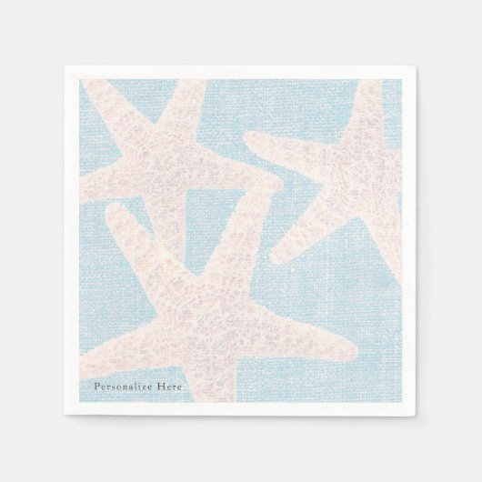 Serviette En Papier Etoile blanche & Burlap Bleu Elégante Réception (Devant)