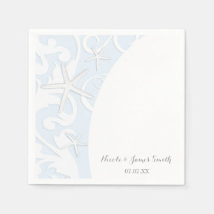 Serviette En Papier Étoile Blanche Étoile de Mer Bleue Plage Élégant M