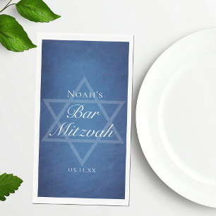 Serviette En Papier Étoile bleue de David Fête de Bar Mitzvah personna