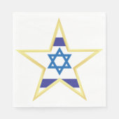 Serviette En Papier Étoile de David Drapeau Israélien avec Bordure Dor (Devant)