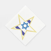 Serviette En Papier Étoile de David Drapeau Israélien avec Bordure Dor (Coin)
