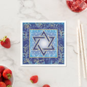 Serviette En Papier Étoile de David Marine Blue Gold Juif (En situation)