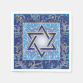 Serviette En Papier Étoile de David Marine Blue Gold Juif (Devant)