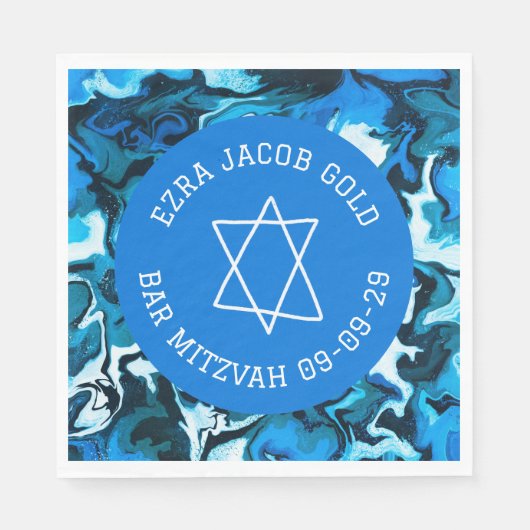 Serviette En Papier Étoile de marbre de David Custom B'nai Bat Bar Mit (Devant)
