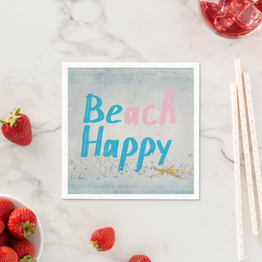 Serviette En Papier étoile de mer avec une citation heureuse (En situation)