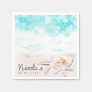 Serviette En Papier Étoile de mer de plage de sable blanc Océan bleu F