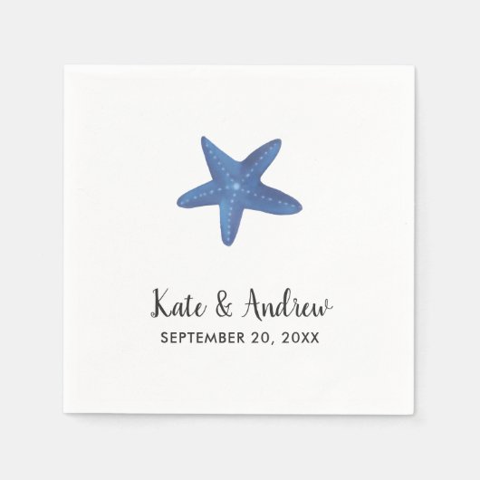 Serviette En Papier Étoile de mer | Mariage Océan (Devant)