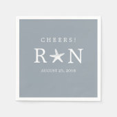 Serviette En Papier Étoile de mer Monogramme Gris Argent | Mariage (Devant)