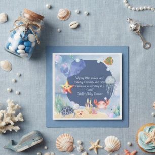 Serviette En Papier Étoile de mer tortue méduse bleue sous la mer