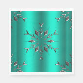 Serviette En Papier Étoile de Noël en argent sur Turquoise (Devant)