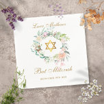 Serviette En Papier Étoile d'or bat mitzvah de David Floral<br><div class="desc">Doté d'une délicate guirlande florale d'aquarelle,  ce chic serviette Bat mitzvah peut être personnalisé avec vos détails spéciaux de l'événement. Conçu par Thisisnotme©</div>