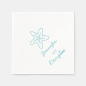 Serviette En Papier étoile marine mariage aqua bleu papier blanc servi (Devant)
