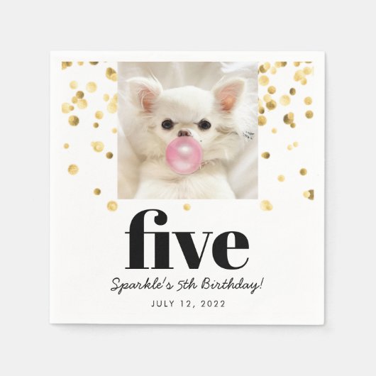 Serviette En Papier Étoile pour animaux | Photo Pet Anniversaire Party (Devant)