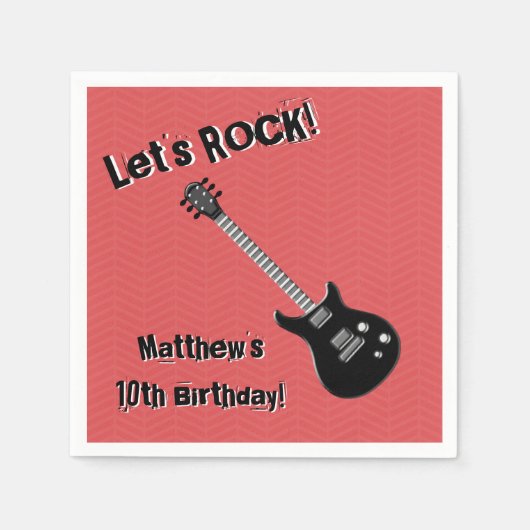 Serviette En Papier Étoile rock guitare (Devant)