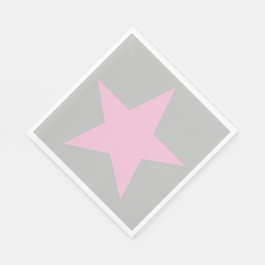 Serviette En Papier Étoile rose et grise cool et funky personnalisable (Coin)