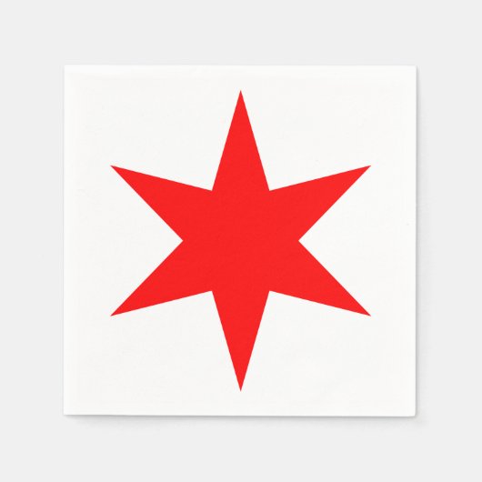 Serviette En Papier Étoile rouge drapeau de Chicago 6 points (Devant)