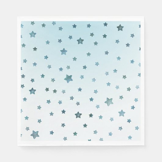 Serviette En Papier Étoiles Aqua White Ombre (Devant)