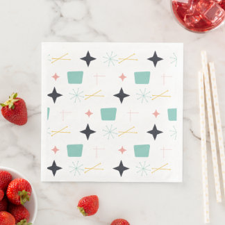 Serviette En Papier Étoiles atomiques modernes du milieu du siècle