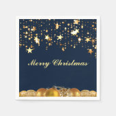 Serviette En Papier Étoiles, Baubles, Arbre et Message de Noël (Devant)