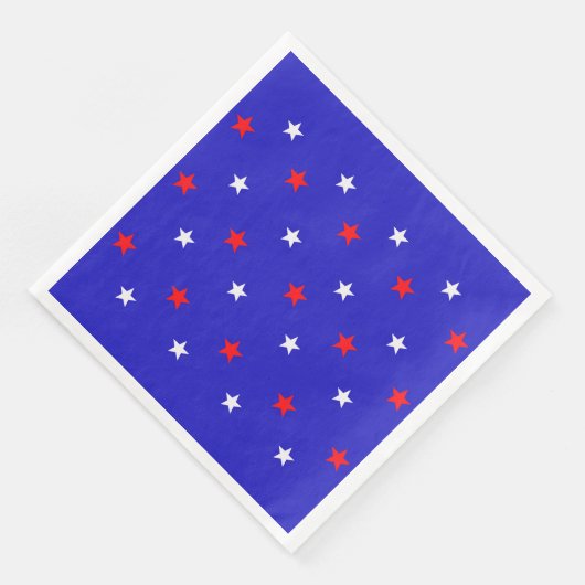 Serviette En Papier Étoiles blanches et rouges - Motif étoilé (Coin)