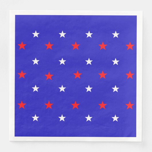 Serviette En Papier Étoiles blanches et rouges - Motif étoilé (Devant)