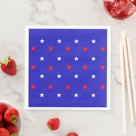 Serviette En Papier Étoiles blanches et rouges - Motif étoilé (En situation)