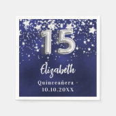 Serviette En Papier étoiles bleu marine de Quinceanera (Devant)