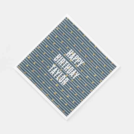 Serviette En Papier Etoiles Bleues Bleues Or (Coin)