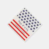 Serviette En Papier Étoiles Bleues Et Bandes Rouges (Coin)
