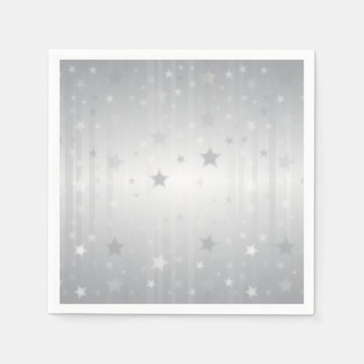 Serviette En Papier Étoiles brillantes en argent (Devant)