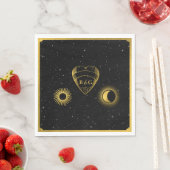 Serviette En Papier Étoiles célestes Crescent Lune Mariage d'or noir (En situation)