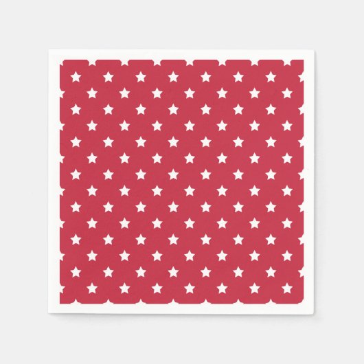 Serviette En Papier Étoiles Classiques Blanches - Rouge Cerise (Devant)