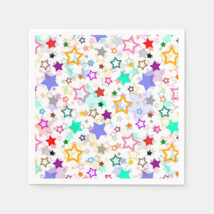 Serviette En Papier Étoiles colorées blanches