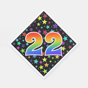 Serviette En Papier Étoiles colorées + Motif "22" d'arc-en-ciel