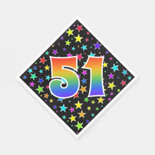 Serviette En Papier Étoiles colorées + Motif "51" d'arc-en-ciel