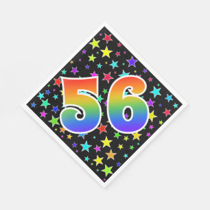 Serviette En Papier Étoiles colorées + Motif "56" d'arc-en-ciel