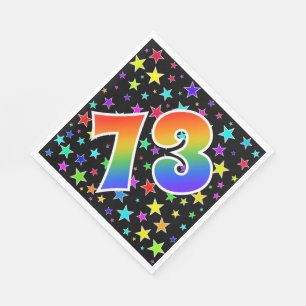 Serviette En Papier Étoiles colorées + Motif "73" d'arc-en-ciel