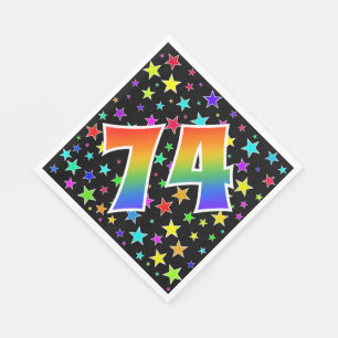 Serviette En Papier Étoiles colorées + Motif "74" d'arc-en-ciel