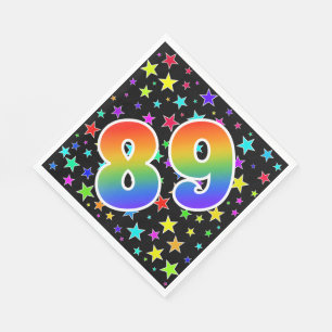 Serviette En Papier Étoiles colorées + Motif "89" d'arc-en-ciel