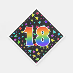 Serviette En Papier Étoiles colorées + Motif arc-en-ciel "18" N° d'évé