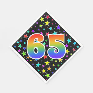 Serviette En Papier Étoiles colorées + Motif arc-en-ciel "65" N° d'évé