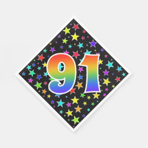 Serviette En Papier Étoiles Colorées + Motif Arc-en-ciel "91" Evénemen