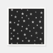 Serviette En Papier Étoiles d'argent et noir (Devant)